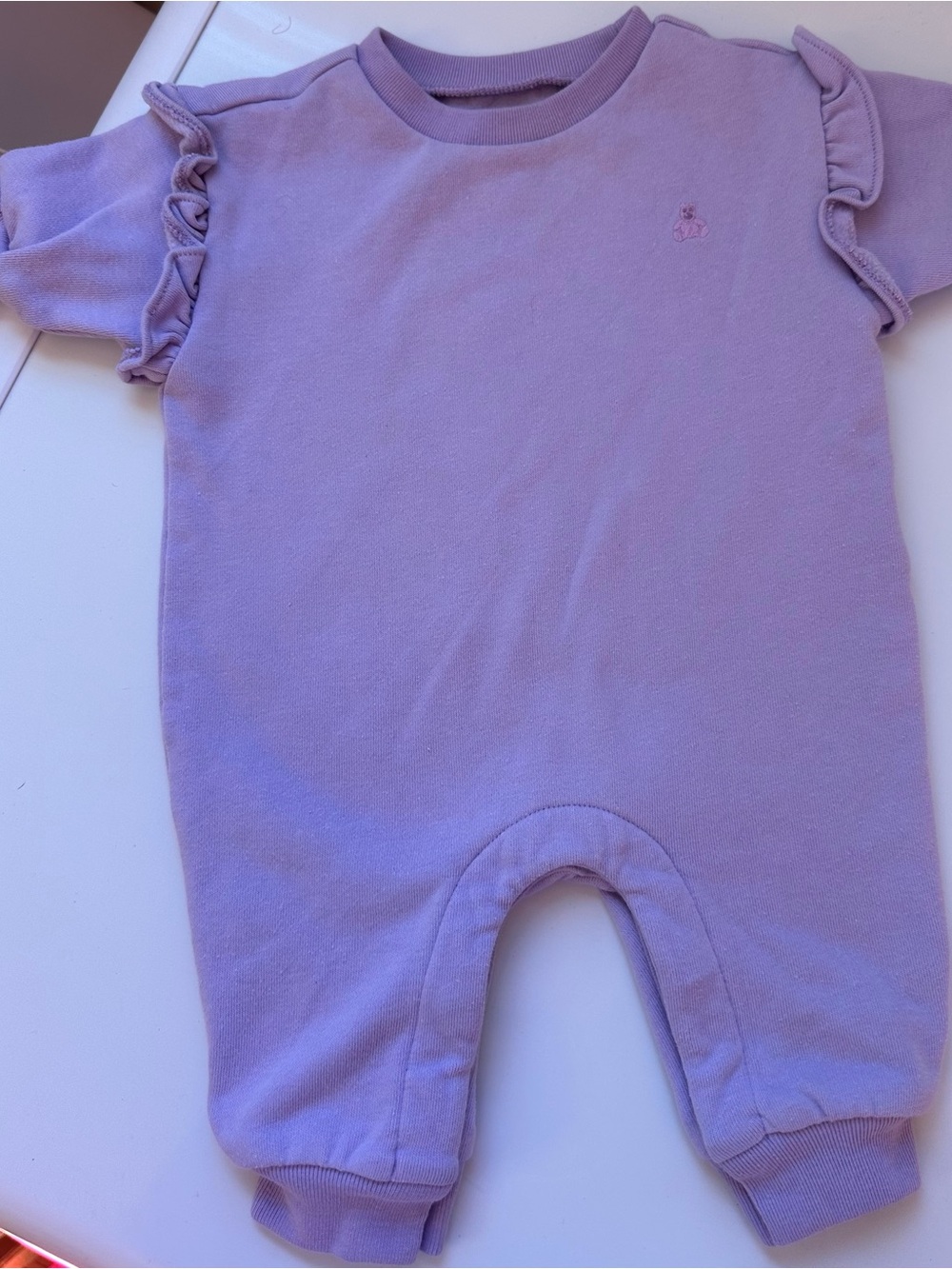 Baby Gap First Favorites Ruffle Fleece One-Piece Romper Purple - 0-3M